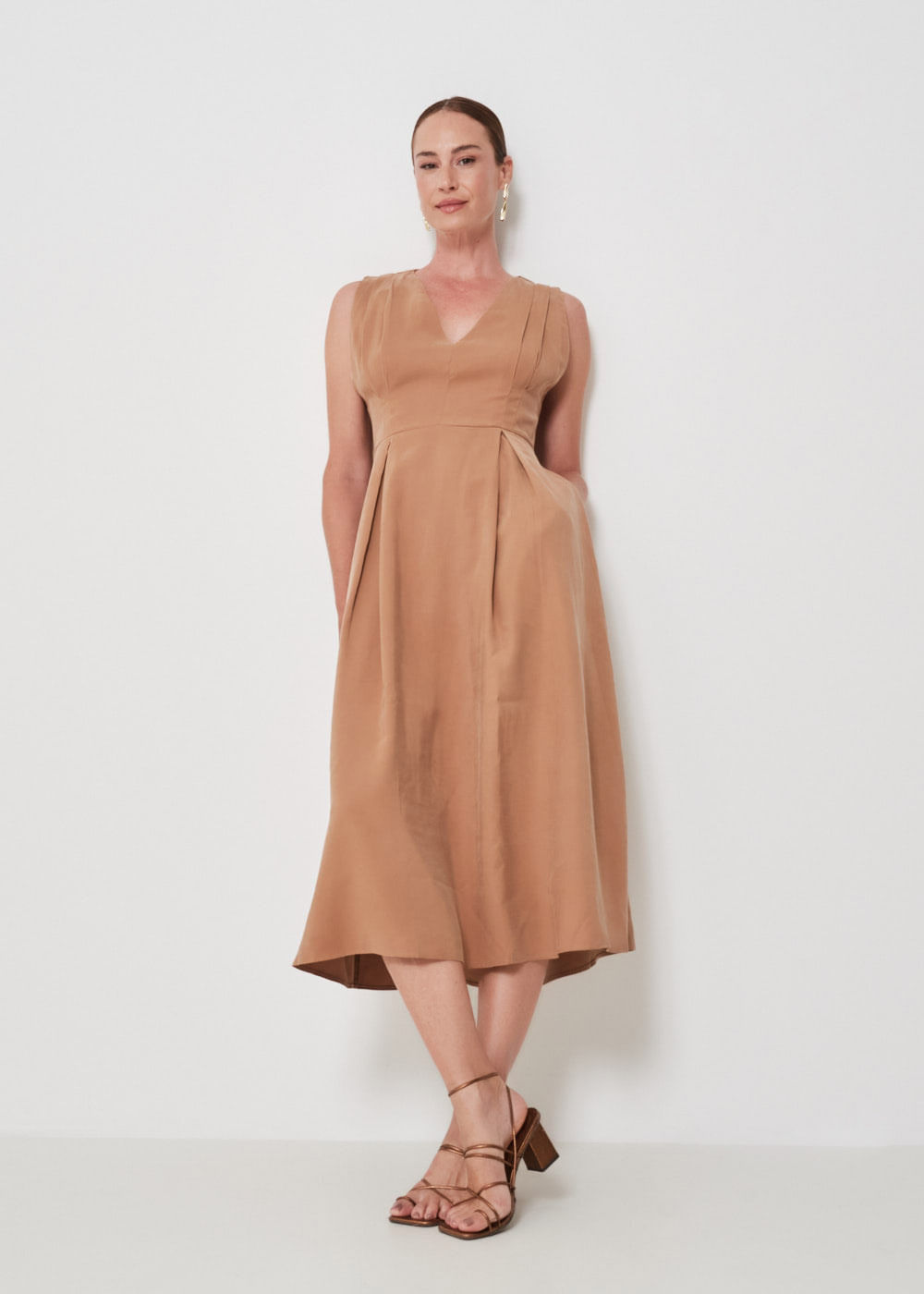 23.10.3401CHO VESTIDO MIDI ALFAIATADO C/ PREGAS