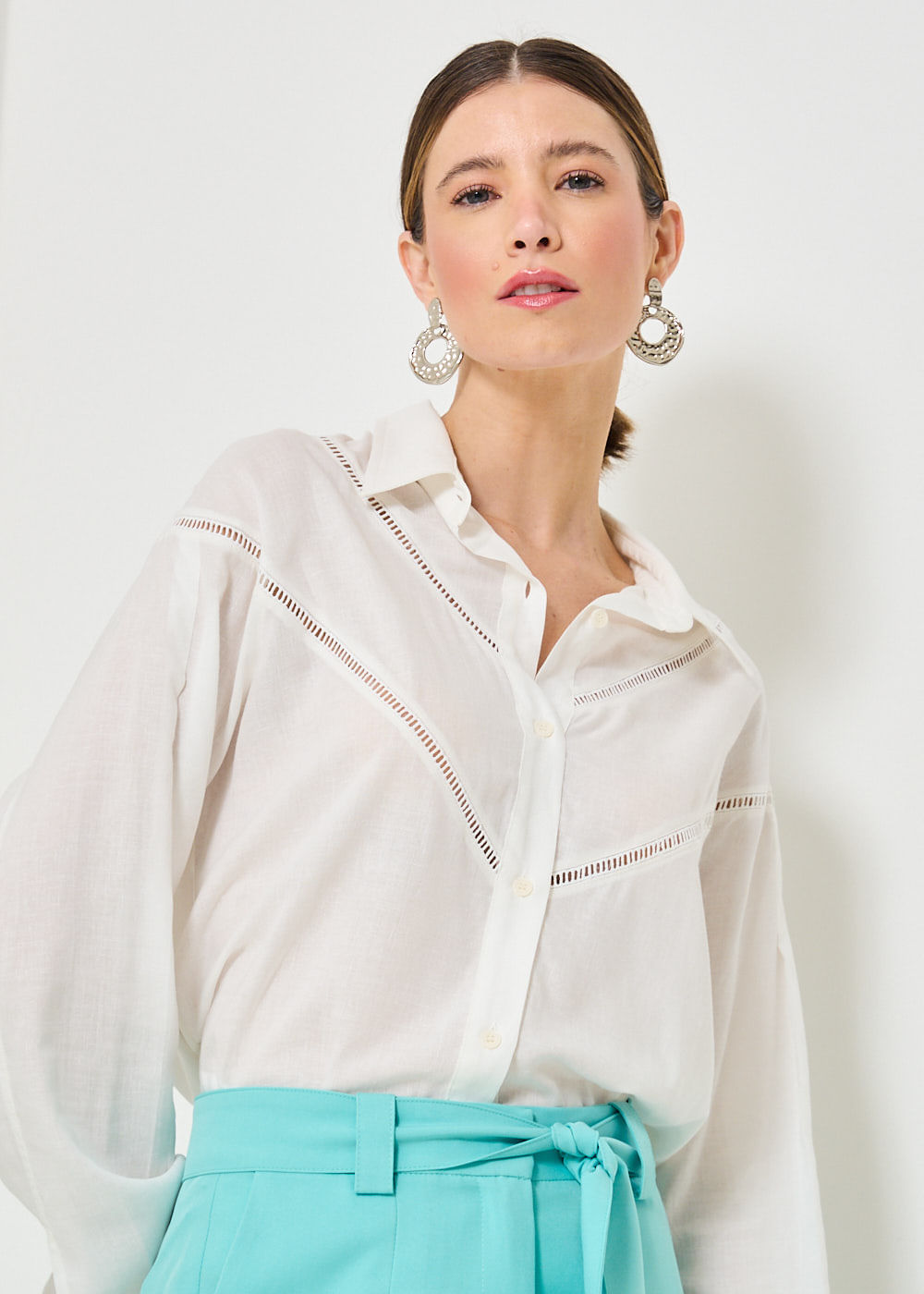 55.40.3410OFW CAMISA M/L DETALHE AJOUR - HIGHLINE