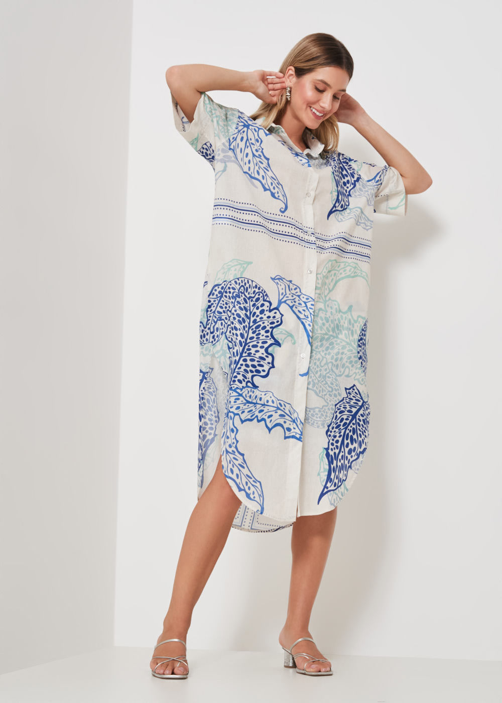 55.20.3406EST CAMISA LONGA M/C ESTAMPA ALGAS MARINHAS LENÇO