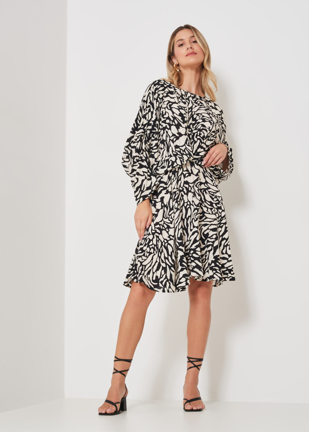 53.22.3408EST VESTIDO CURTO M/L ESTAMPA ABSTRACT CAMOUFLAGE