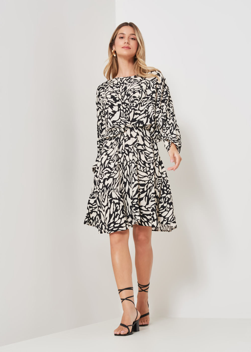 53.22.3408EST VESTIDO CURTO M/L ESTAMPA ABSTRACT CAMOUFLAGE