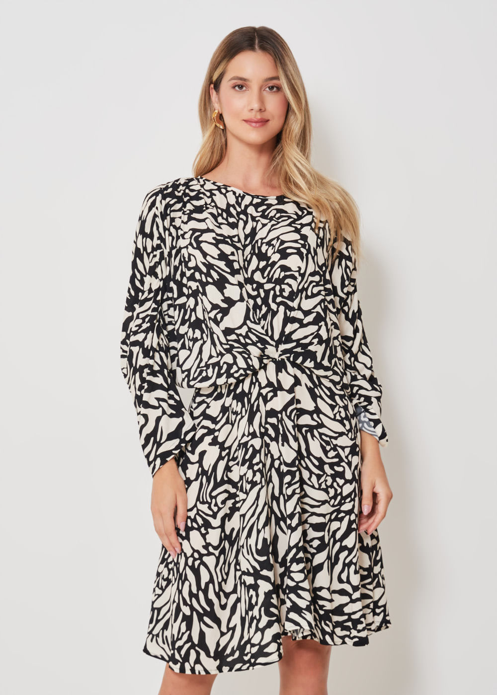 53.22.3408EST VESTIDO CURTO M/L ESTAMPA ABSTRACT CAMOUFLAGE
