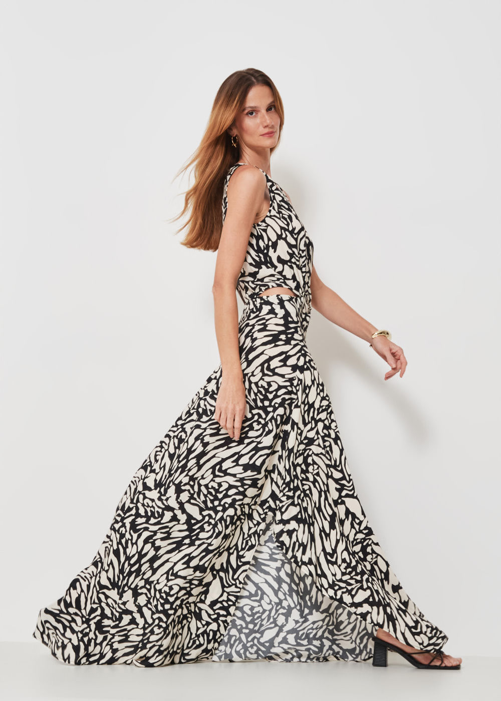 53.50.3417EST VESTIDO LONGO REGATA  ESTAMPA ABSTRACT CAMOUFLAGE