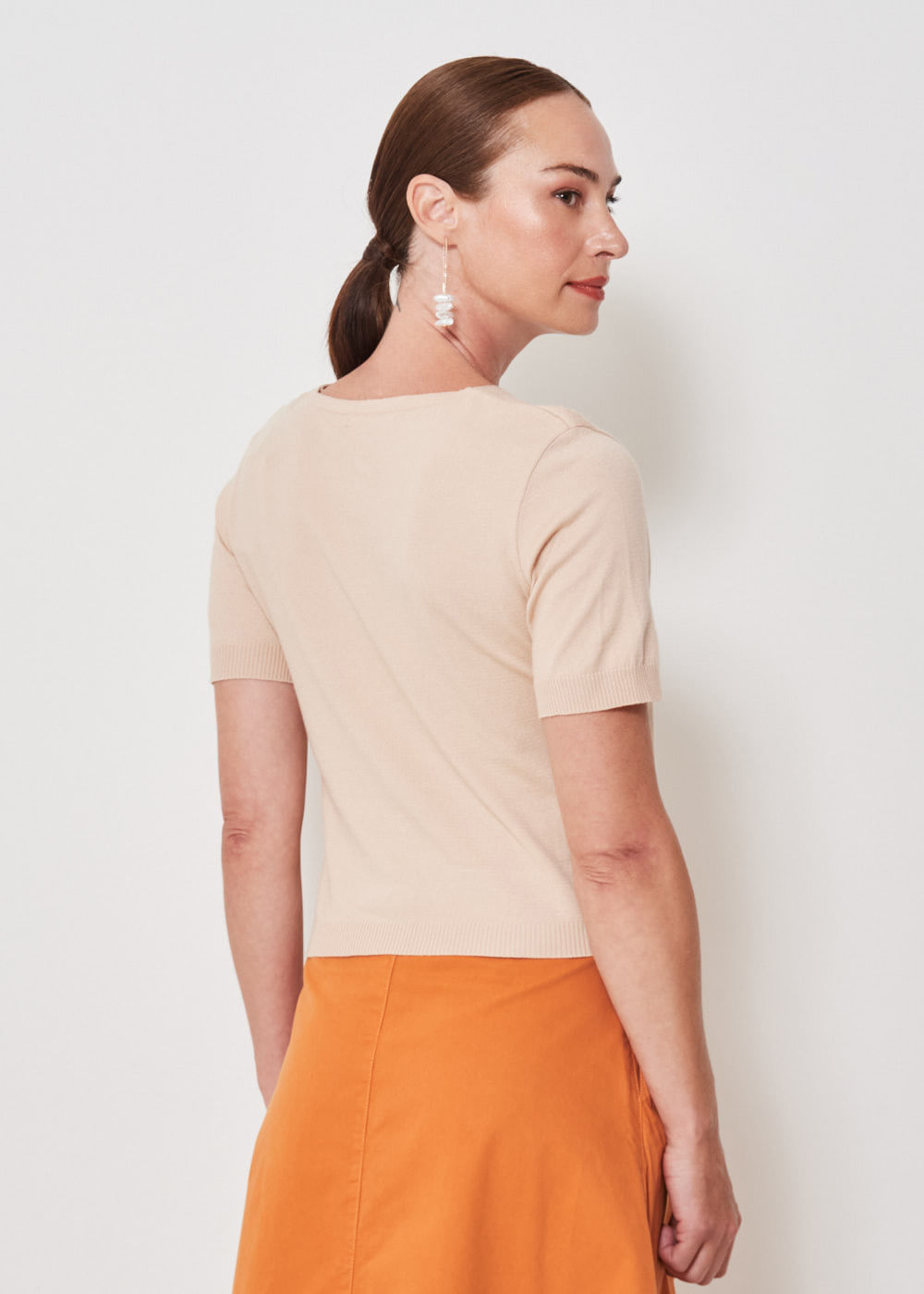 47.40.3401ARE BLUSA DE TRICOT M/C DECOTE V ESSENCIAL
