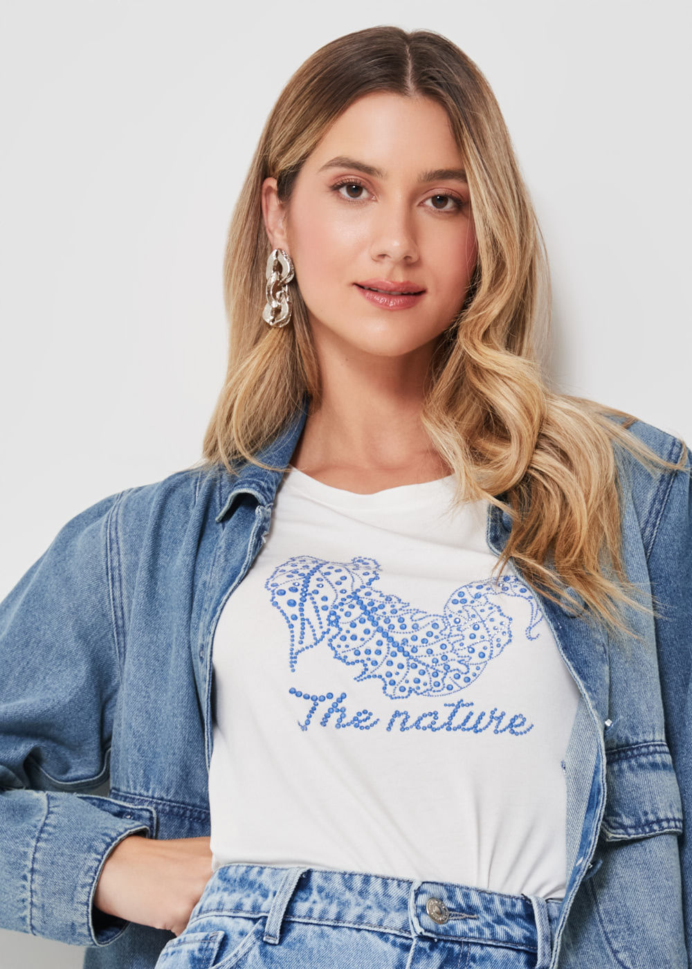 67.43.3410OFW T-SHIRT MALHA APLICAÇÃO THE NATURE