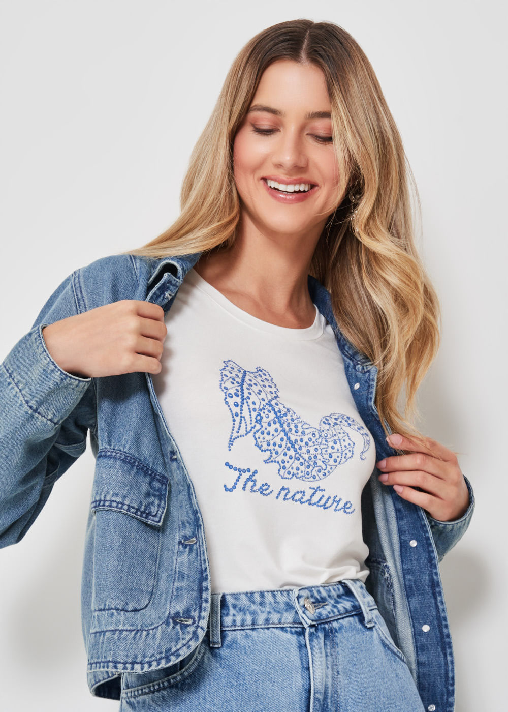 67.43.3410OFW T-SHIRT MALHA APLICAÇÃO THE NATURE