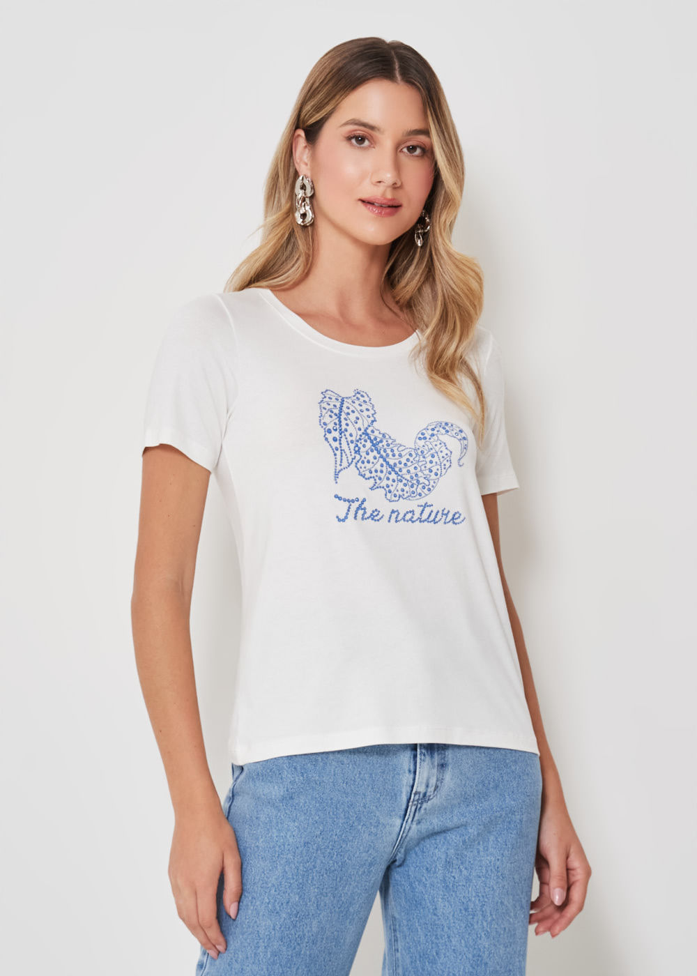 67.43.3410OFW T-SHIRT MALHA APLICAÇÃO THE NATURE