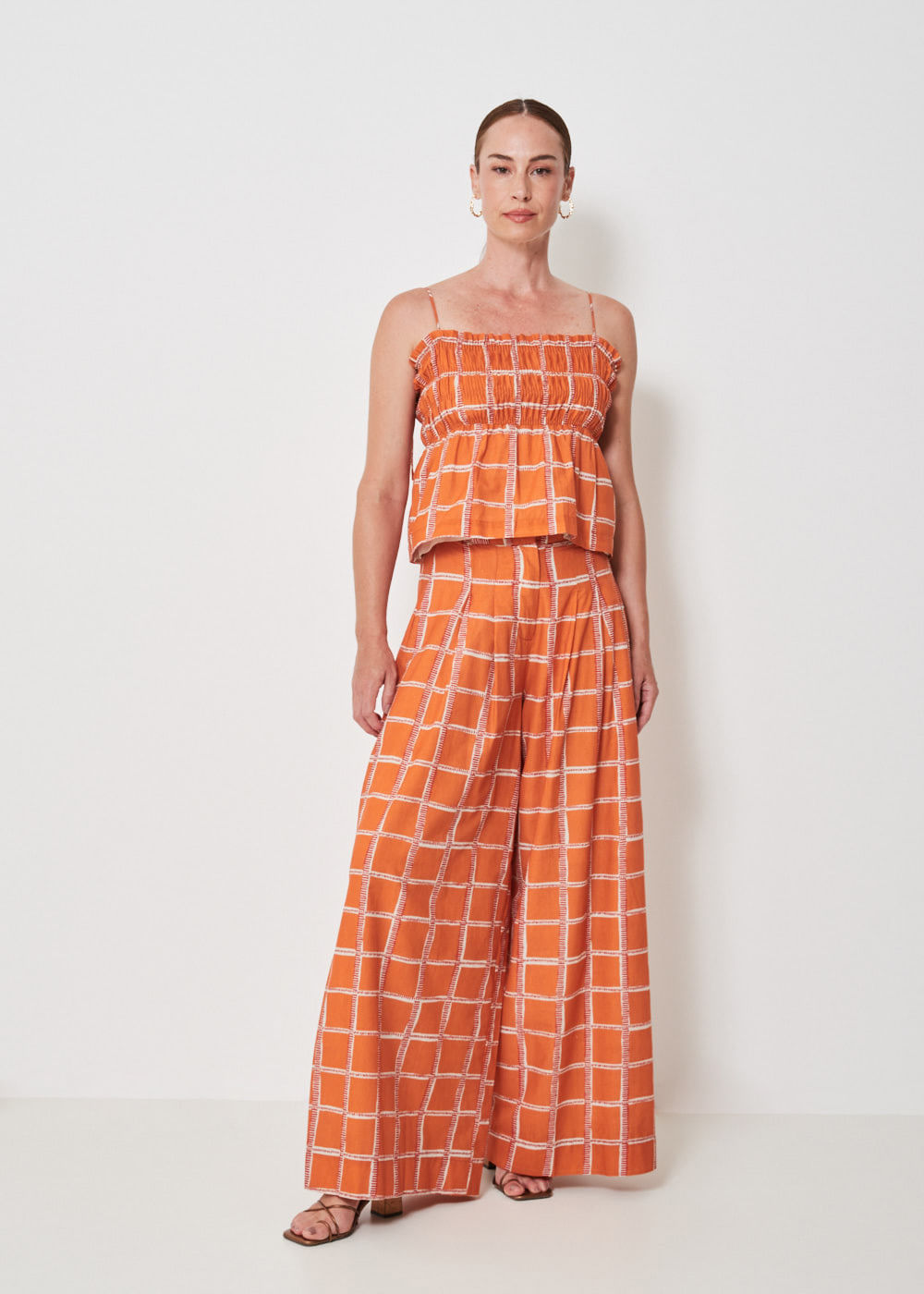 52.23.3402EST CALÇA PANTALONA PREGAS ESTAMPA GRAVATARIA CORAL