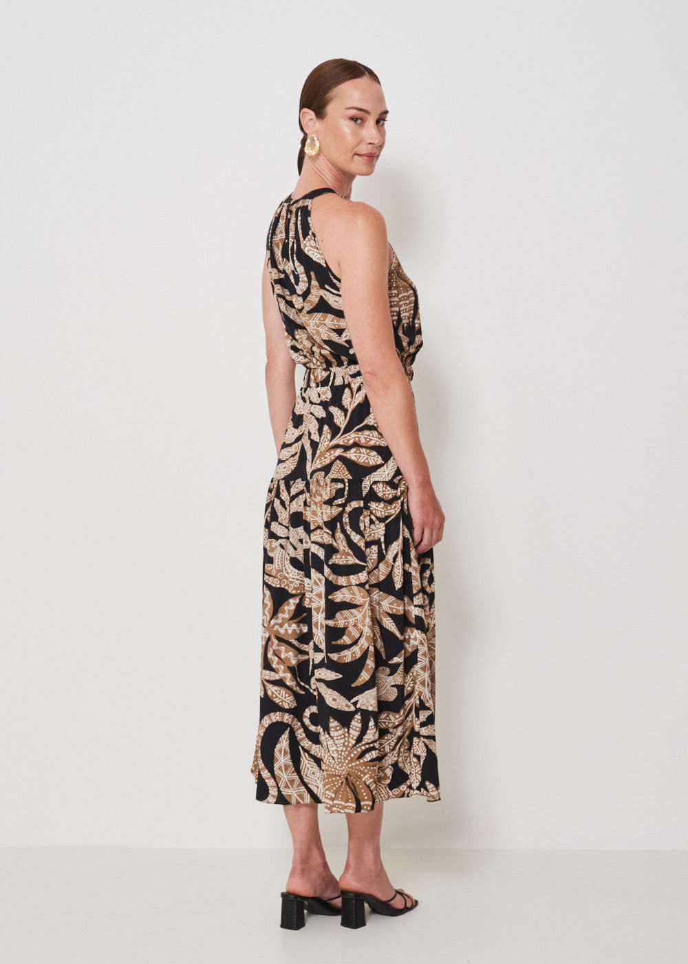 53.50.3408EST VESTIDO LONGUETE HALTER ESTAMPA COQUEIRO TRIBAL
