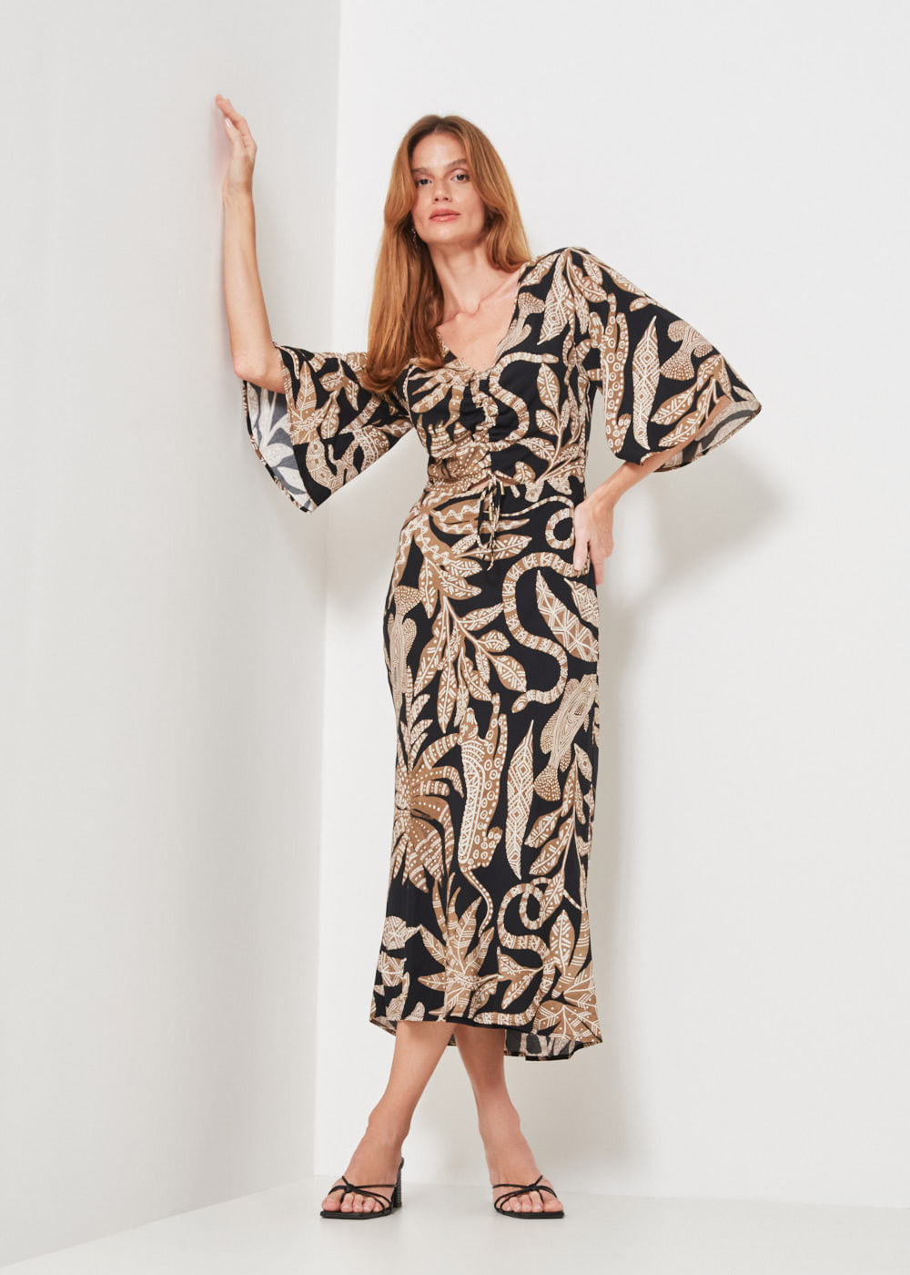 53.22.3403EST VESTIDO MIDI ESTAMPA COQUEIRO TRIBAL