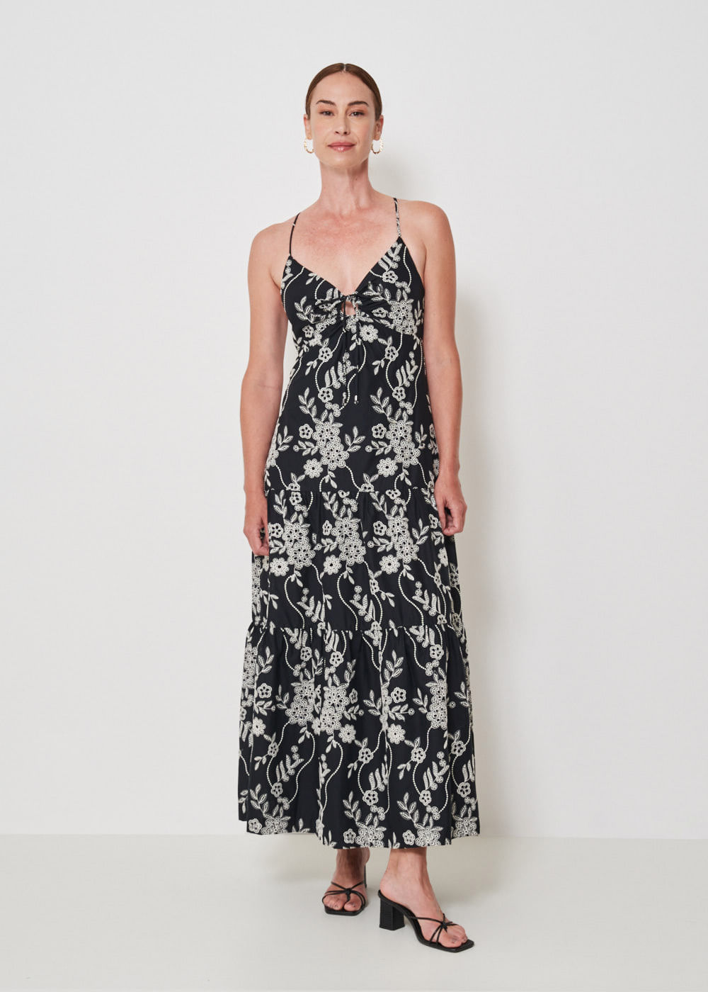 53.40.3402PTO VESTIDO LONGO BORDADO DETALHE GOTA