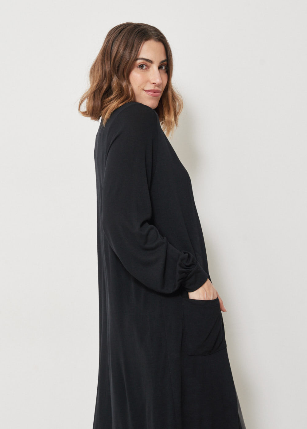 61.30.3401PTO CARDIGAN MALHA COM BOLSOS
