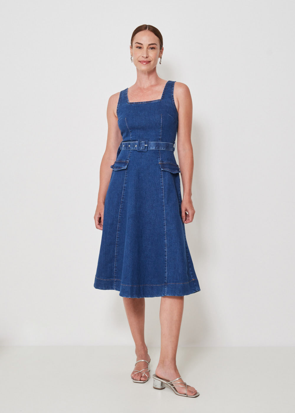 13.10.3401DES VESTIDO JEANS MIDI COM CINTO
