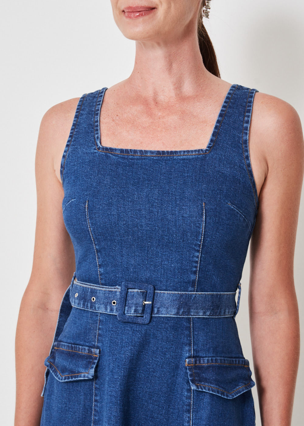 13.10.3401DES VESTIDO JEANS MIDI COM CINTO