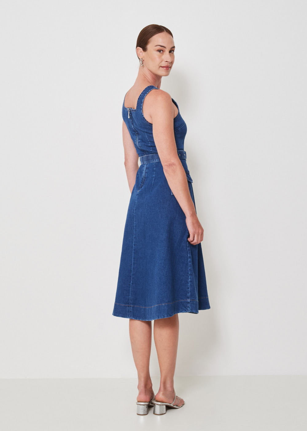 13.10.3401DES VESTIDO JEANS MIDI COM CINTO