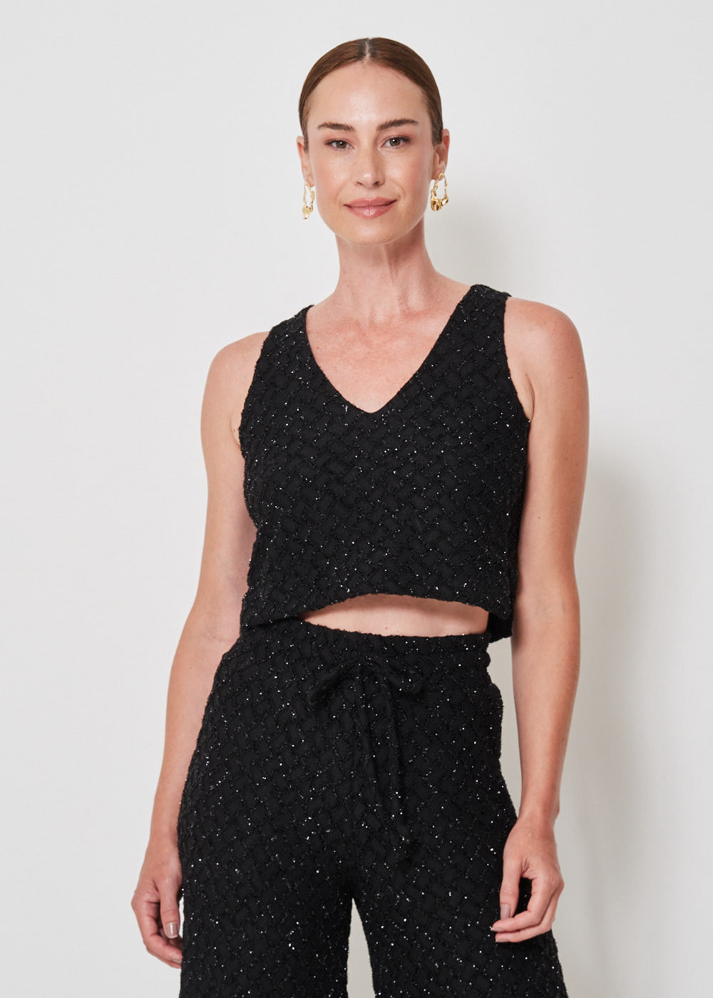 69.60.3401PTO CROPPED EM MALHA DECOTE V GLAM