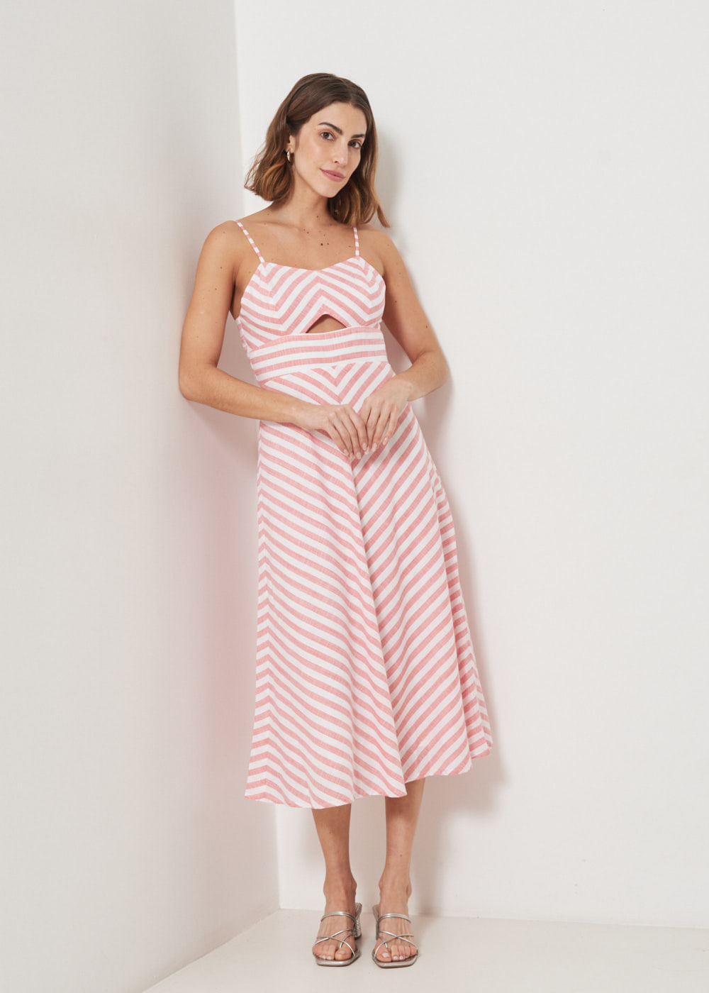 53.00.3411LIS VESTIDO MIDI LISTRAS DIAGONAIS