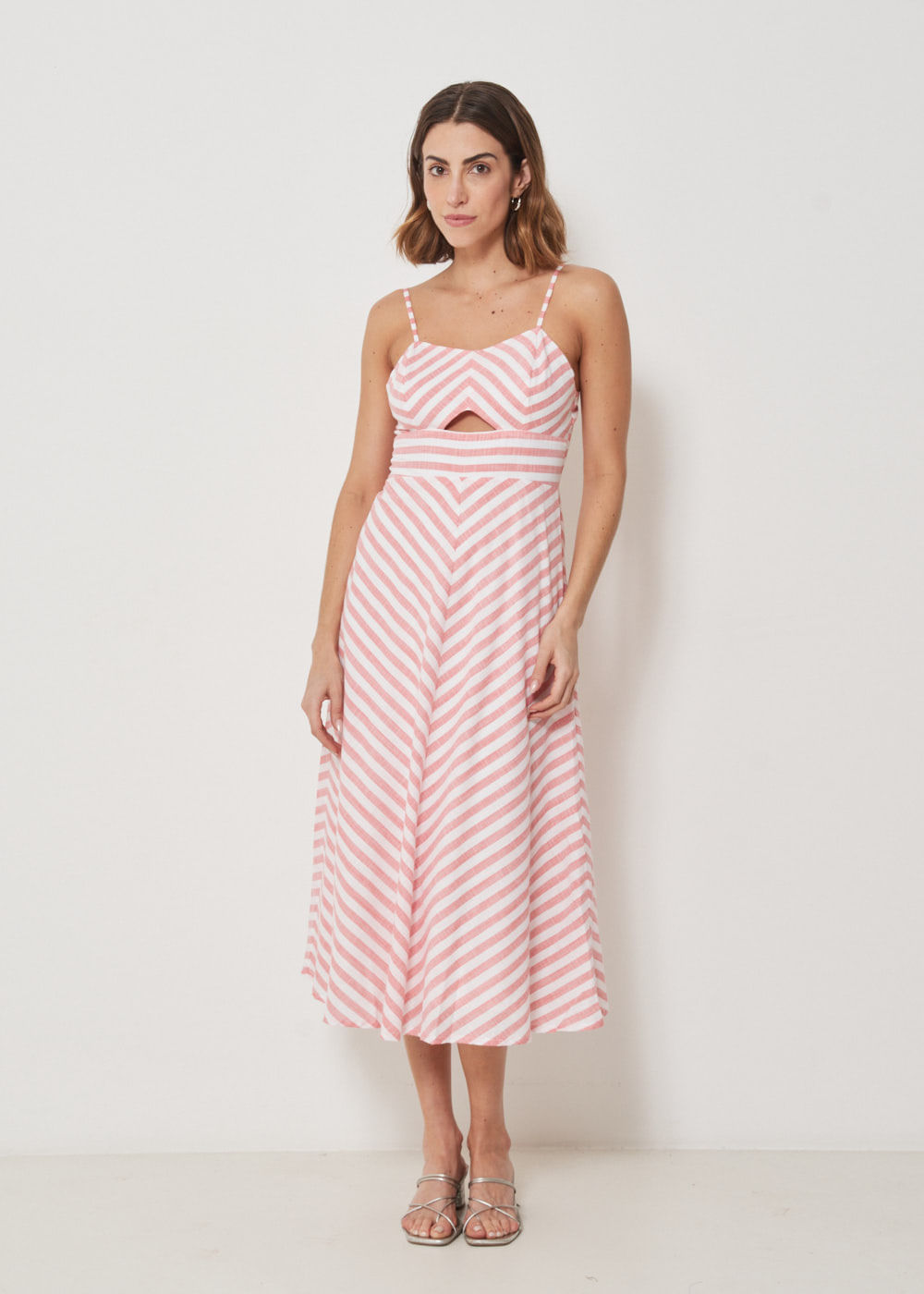 53.00.3411LIS VESTIDO MIDI LISTRAS DIAGONAIS