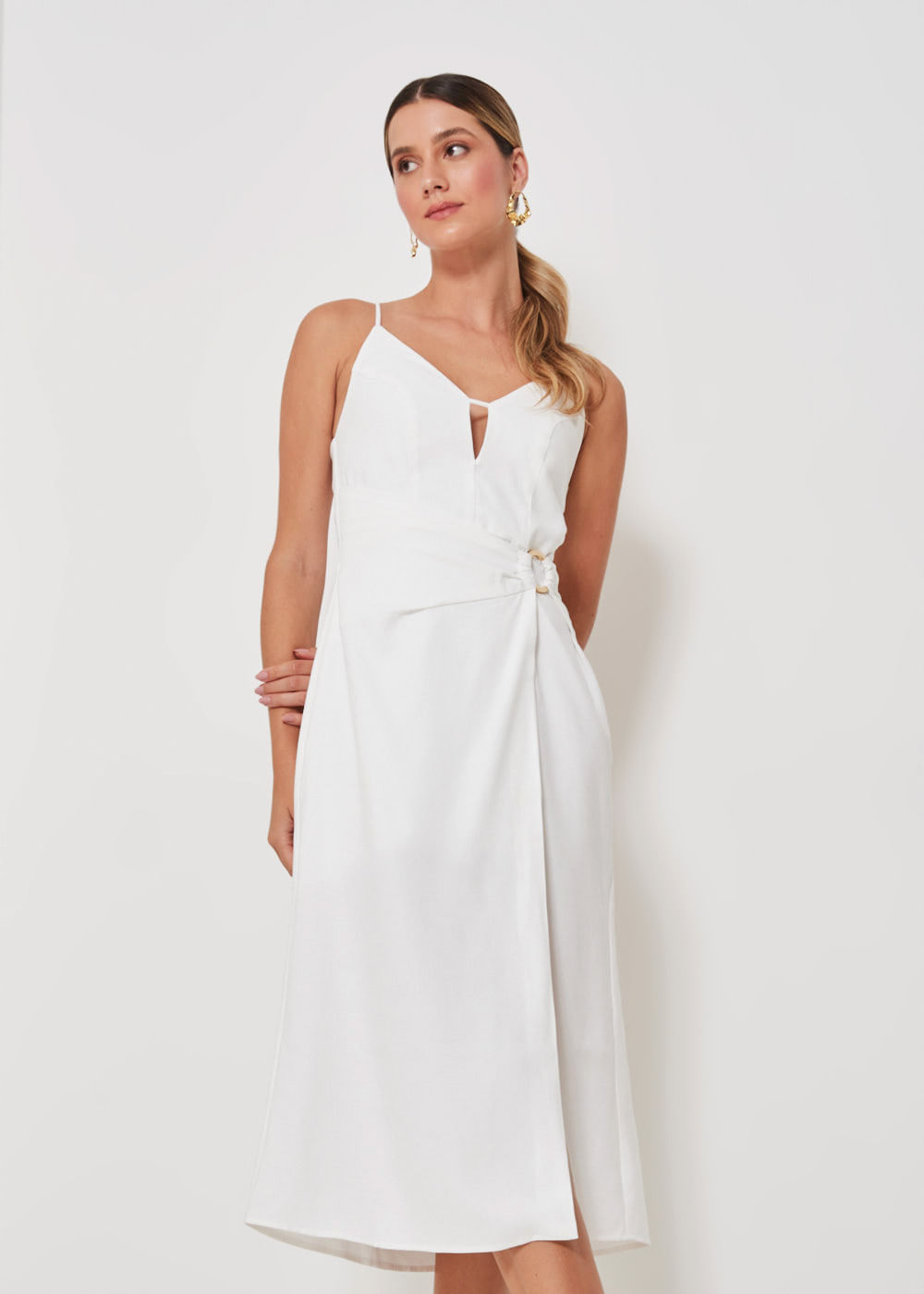 53.11.3403OFW VESTIDO MIDI TRANSPASSADO DECOTE V - HIGHLINE