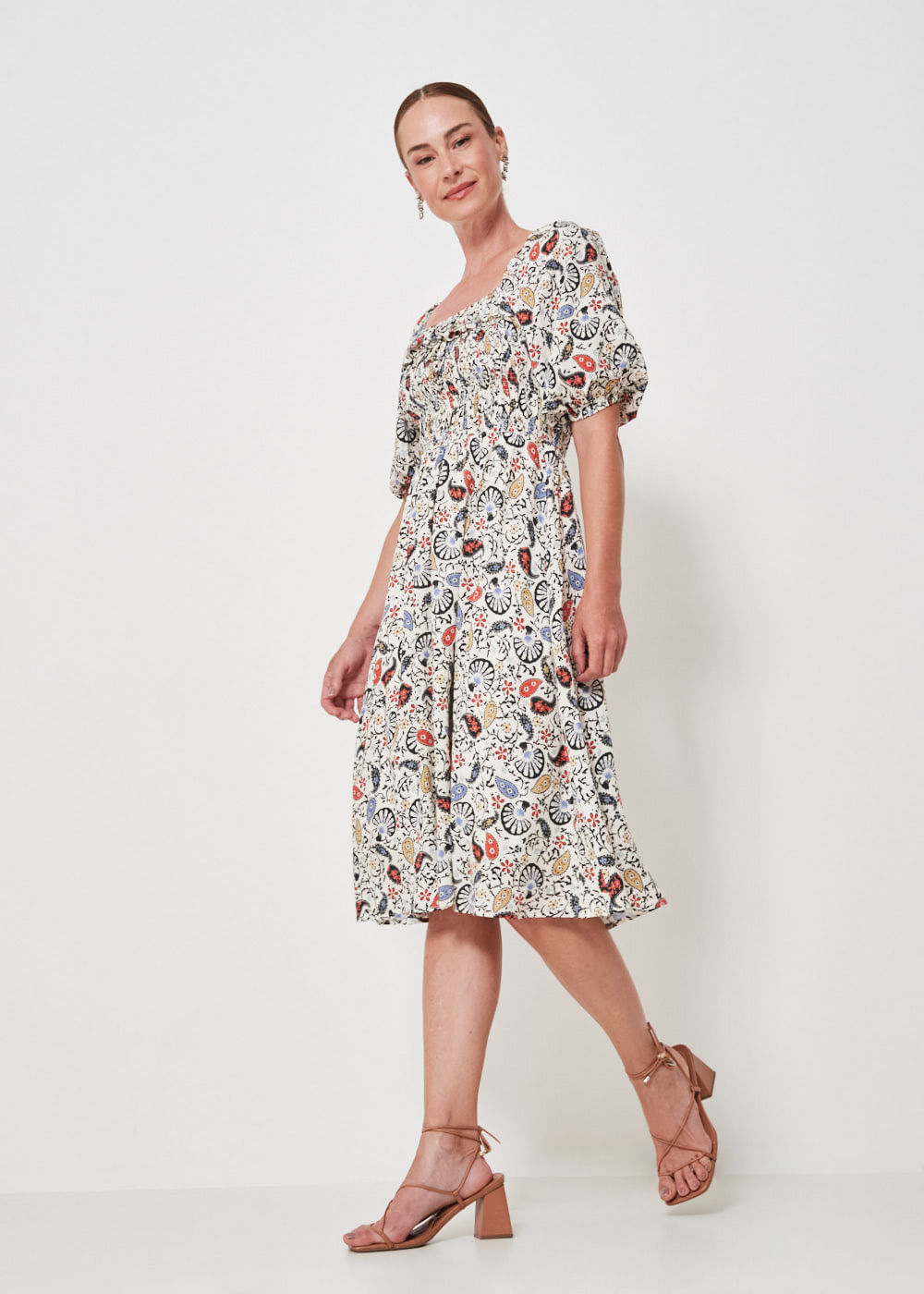 53.22.3407EST VESTIDO MIDI BABADO ESTAMPA BOHO PAISLEY