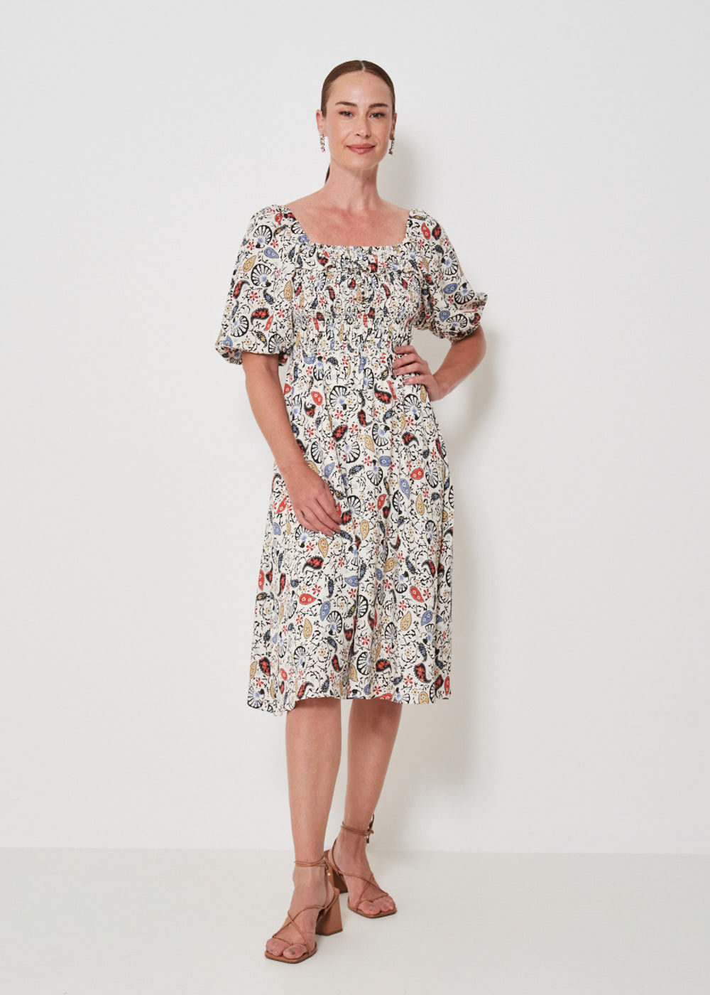 53.22.3407EST VESTIDO MIDI BABADO ESTAMPA BOHO PAISLEY