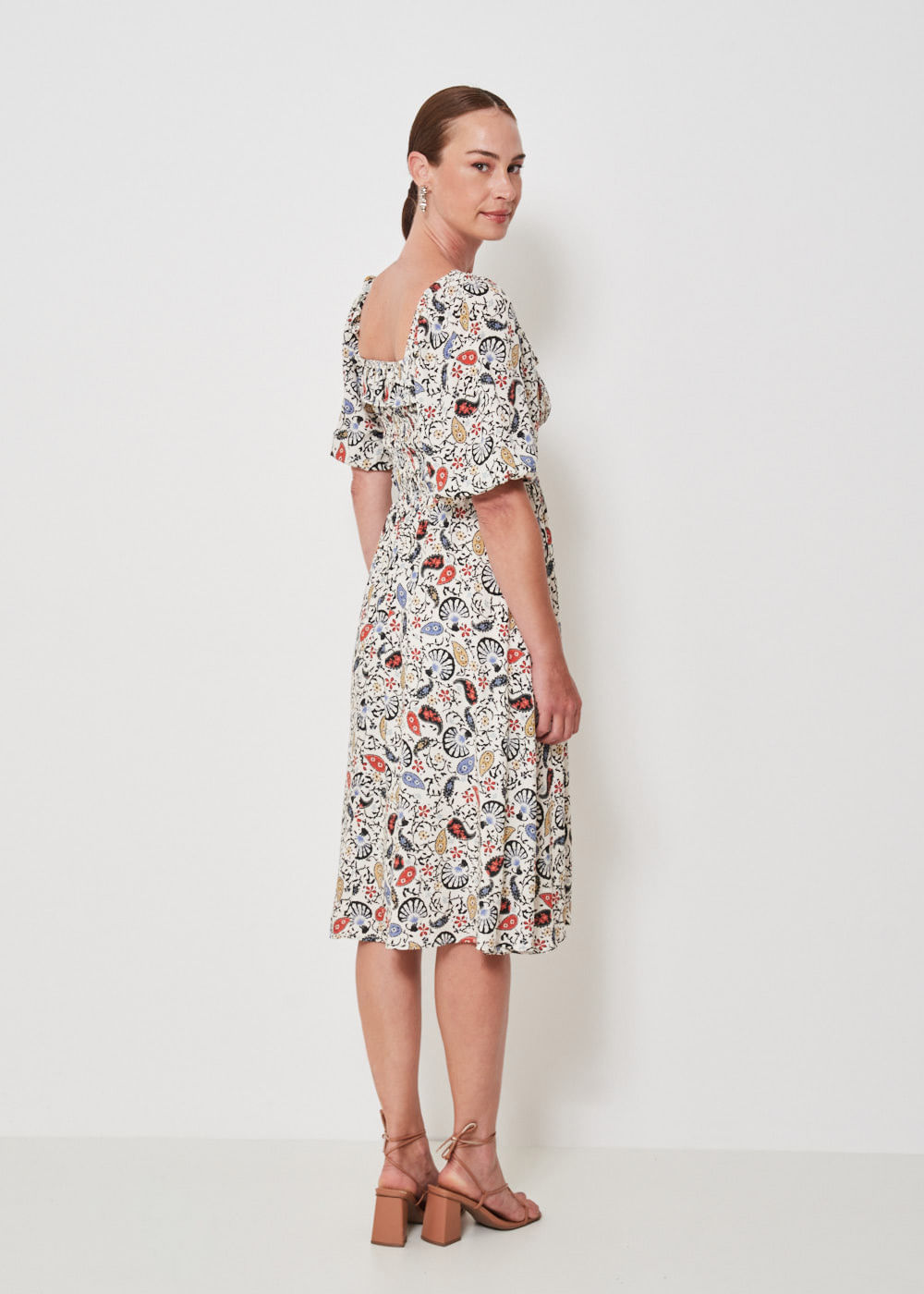 53.22.3407EST VESTIDO MIDI BABADO ESTAMPA BOHO PAISLEY