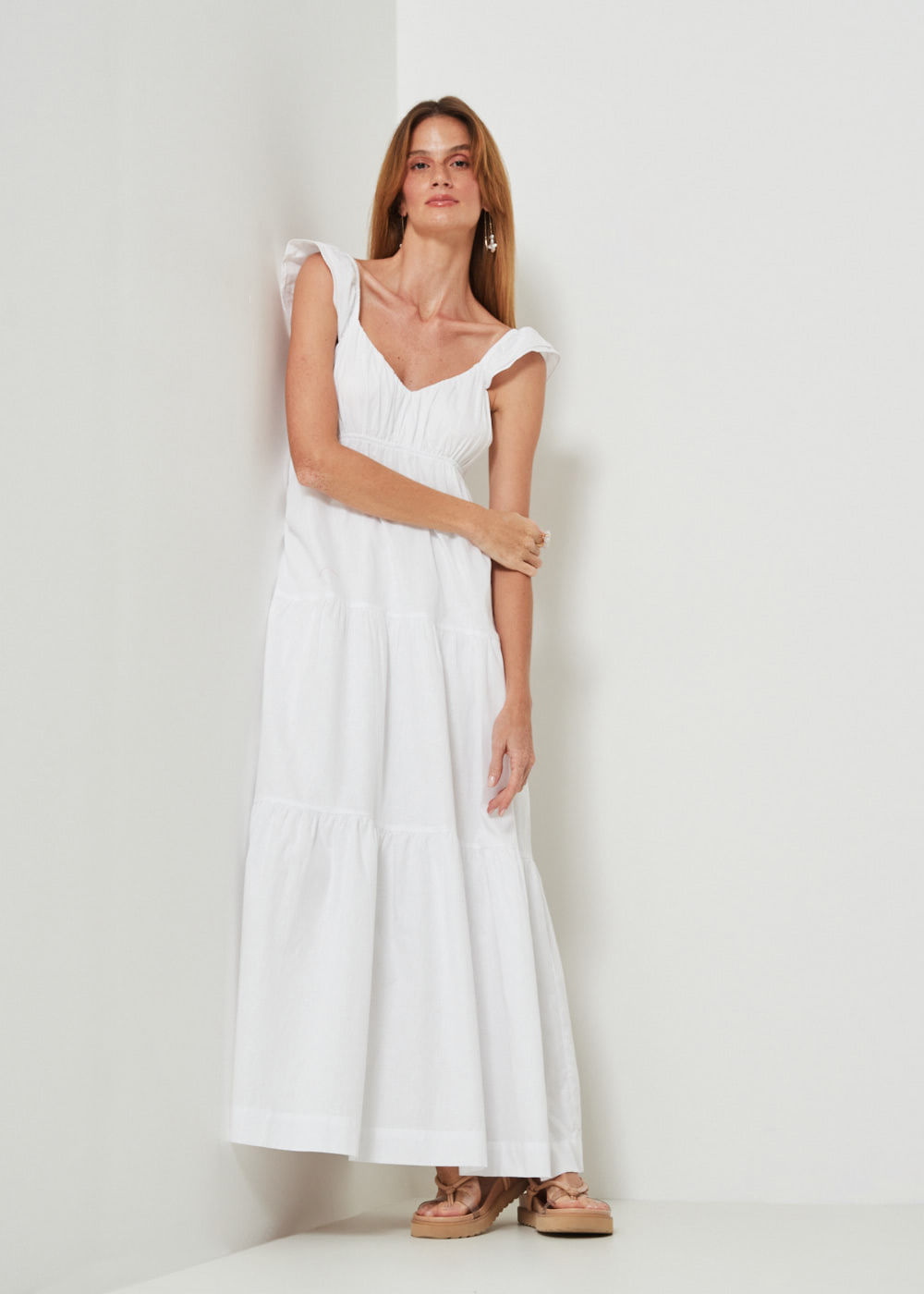 53.40.3406BCO VESTIDO LONGO ALÇA COM BABADO