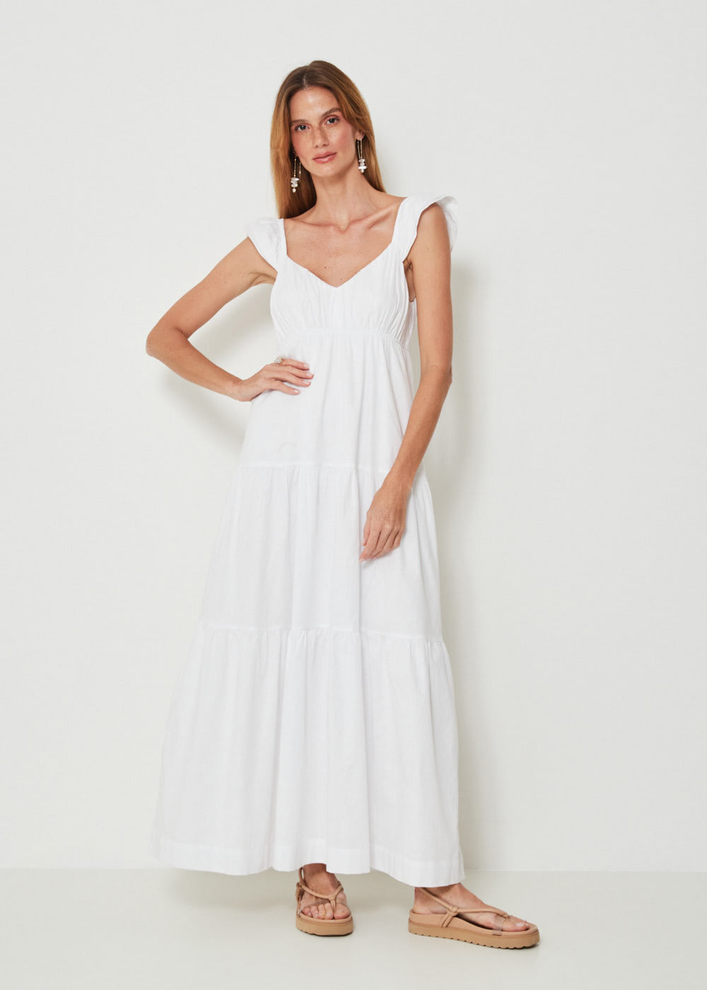 53.40.3406BCO VESTIDO LONGO ALÇA COM BABADO