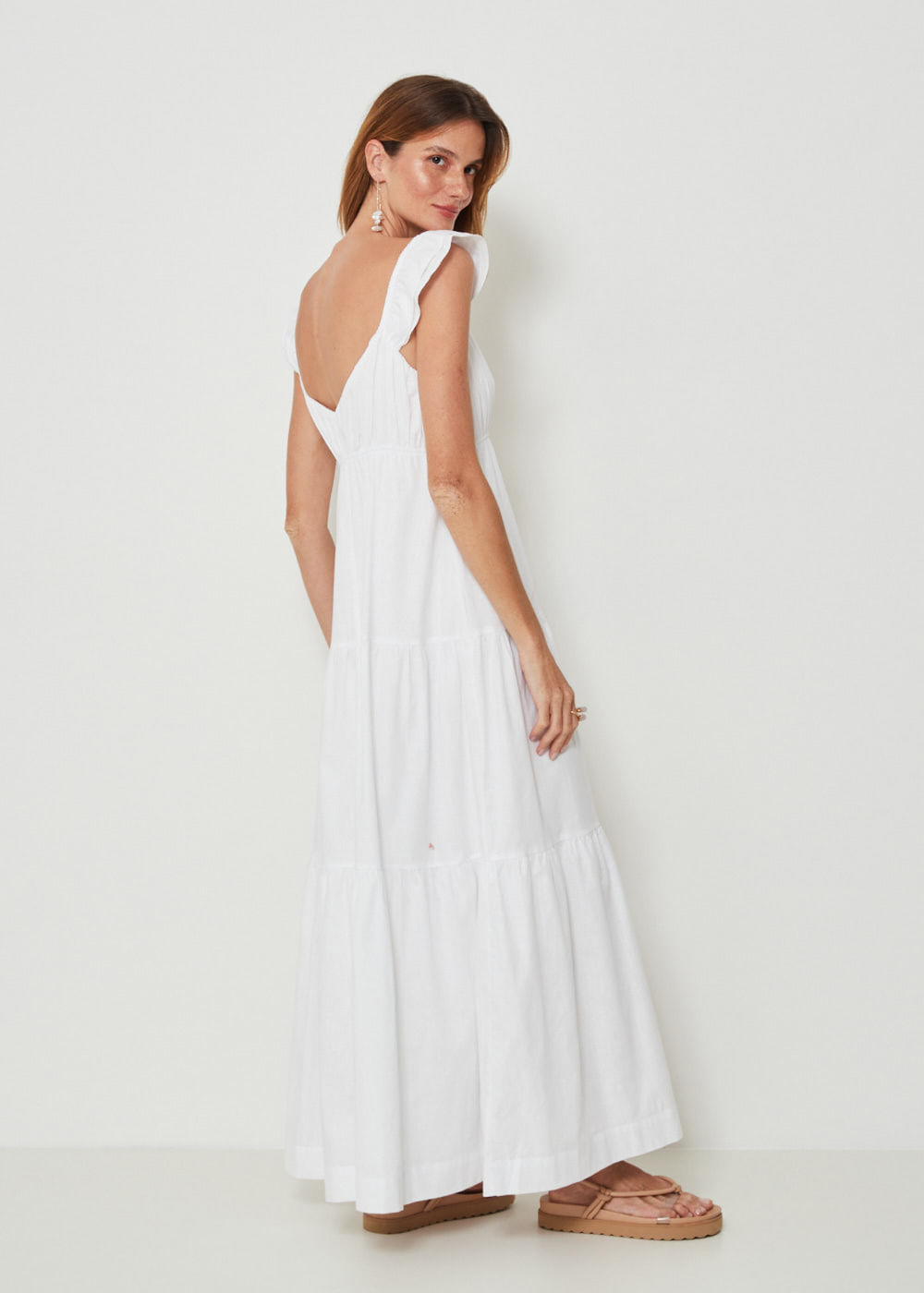 53.40.3406BCO VESTIDO LONGO ALÇA COM BABADO