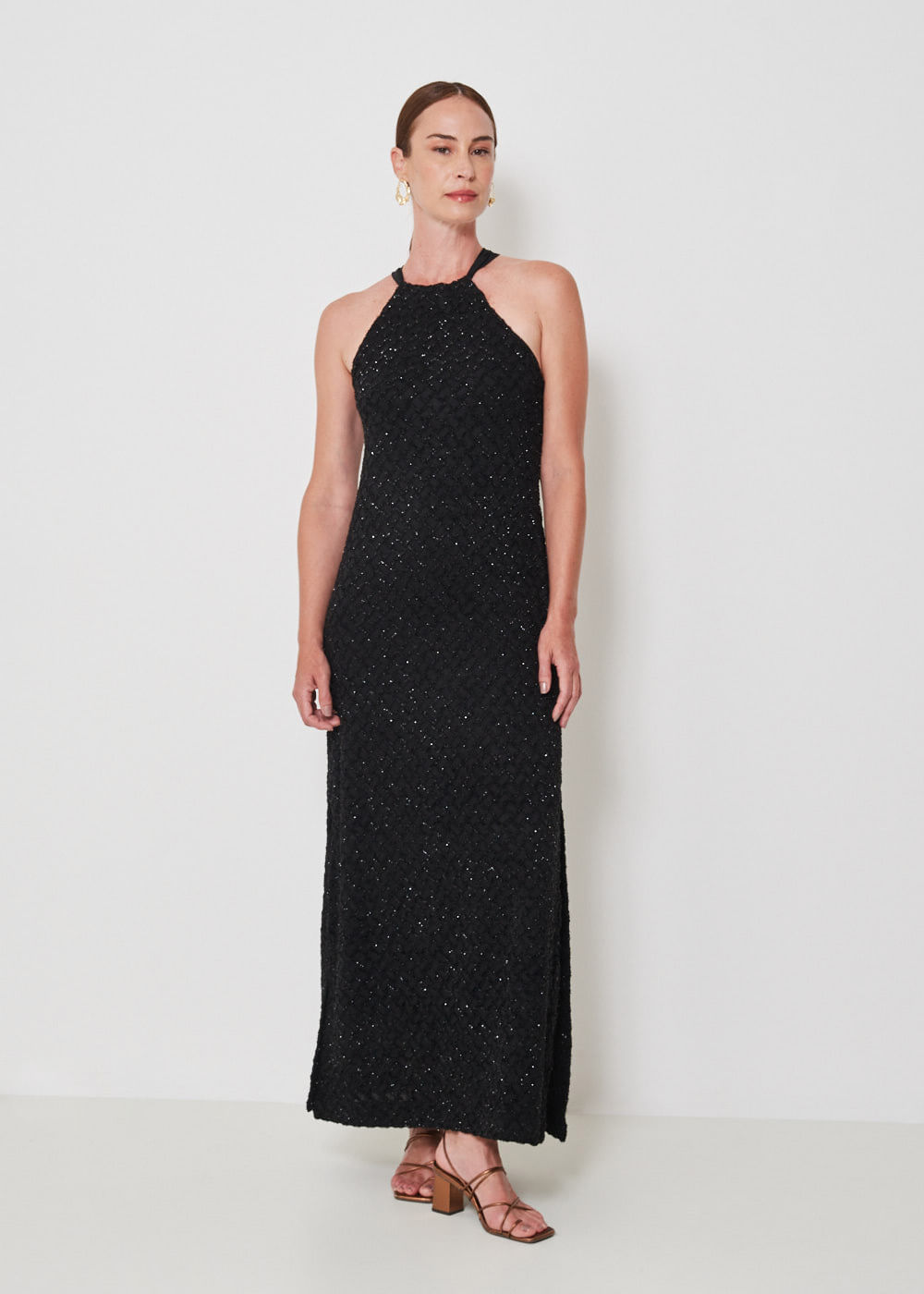 63.40.3403PTO VESTIDO LONGO MALHA FENDA LATERAL GLAM