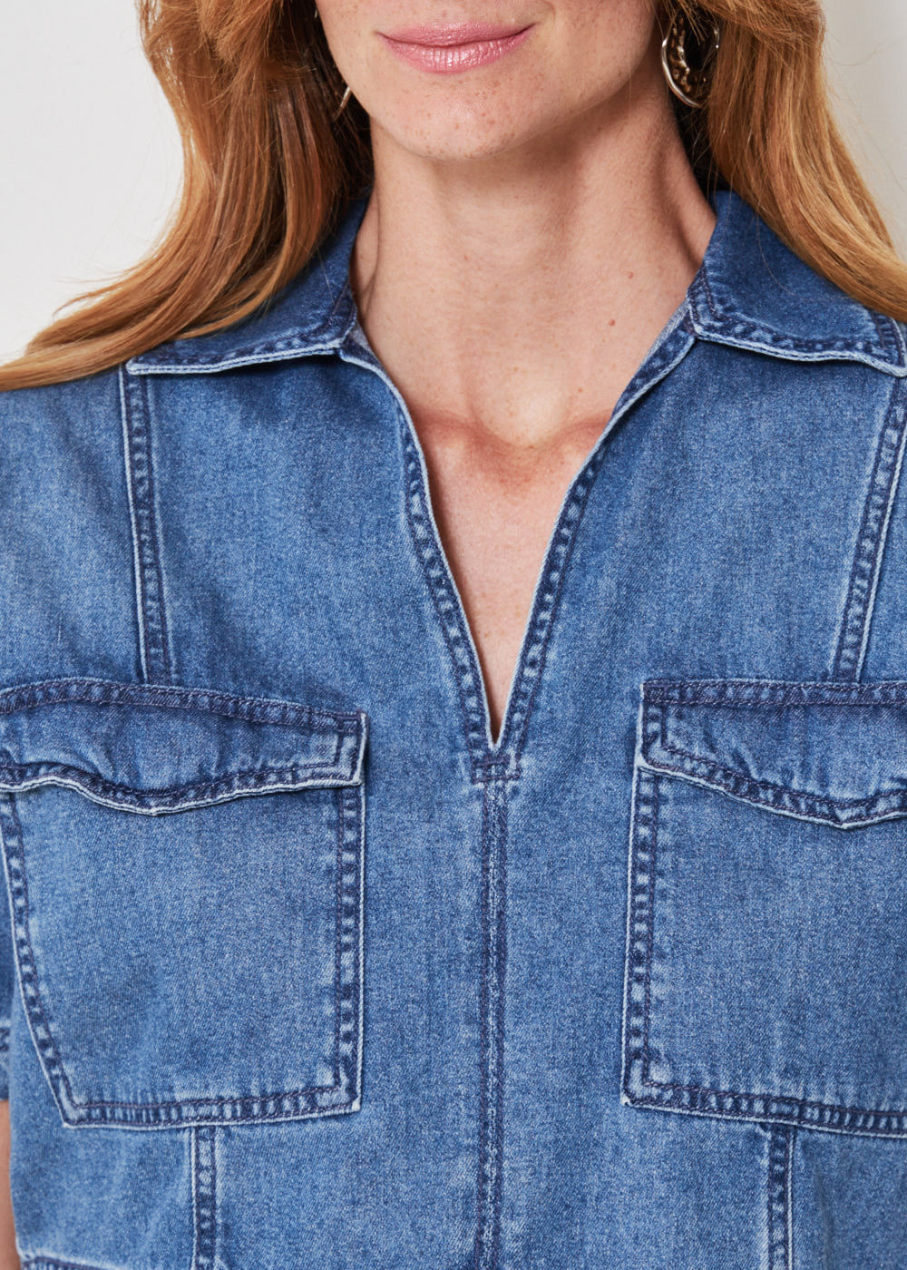 17.40.3401DEL BLUSA JEANS COM BOLSOS