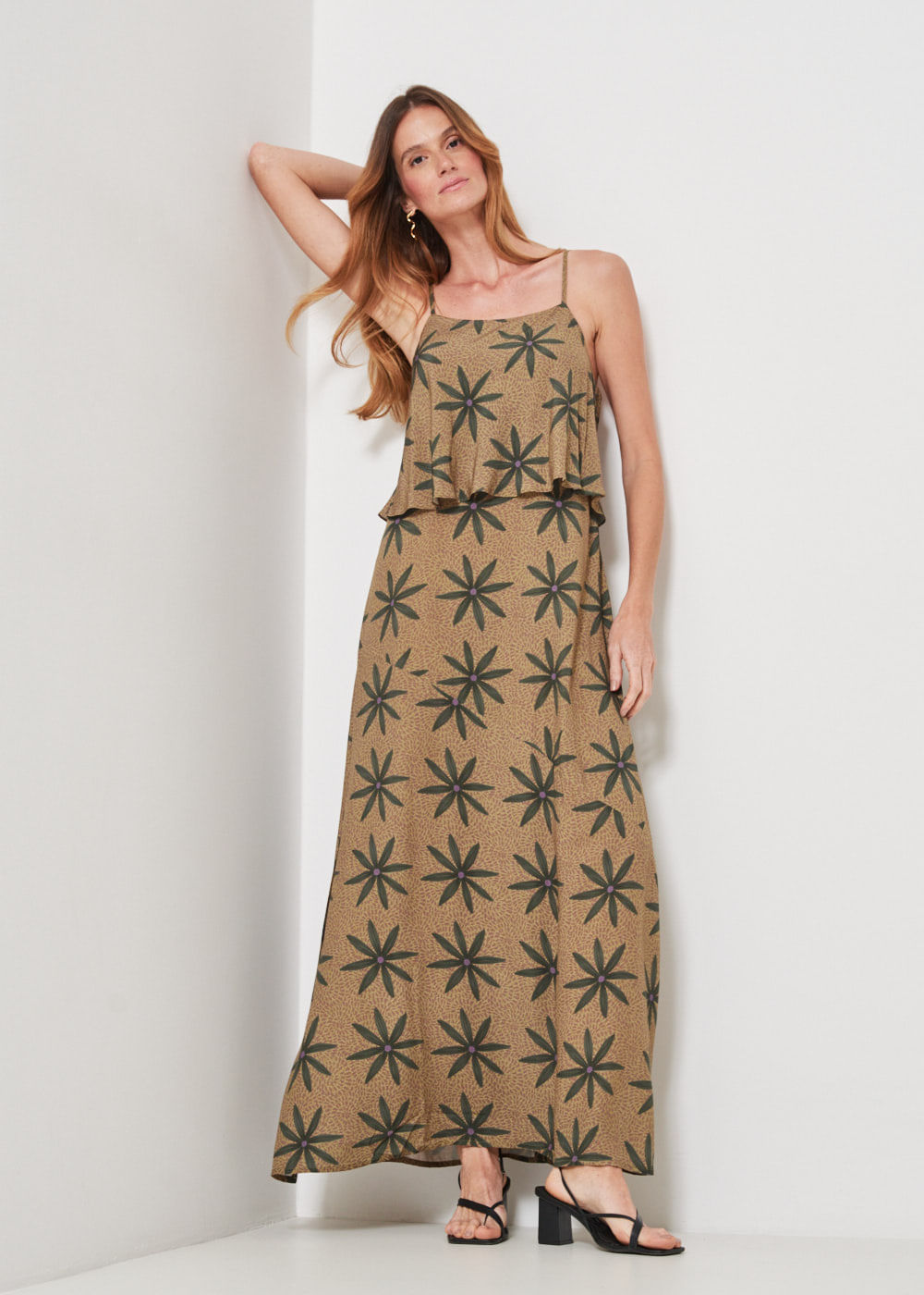 53.50.3431EST VESTIDO LONGO ESTAMPA SUMMER FLOWERS