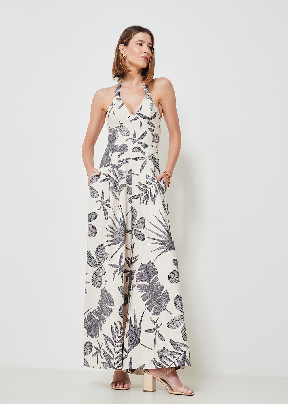 53.81.3404EST MACACÃO PANTALONA ESTAMPA TROPICAL LEAVES