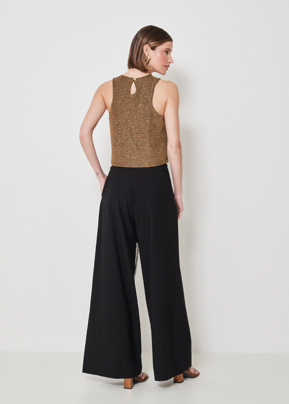 52.10.3402PTO CALÇA LISA CINTO COM FRANJA - HIGHLINE