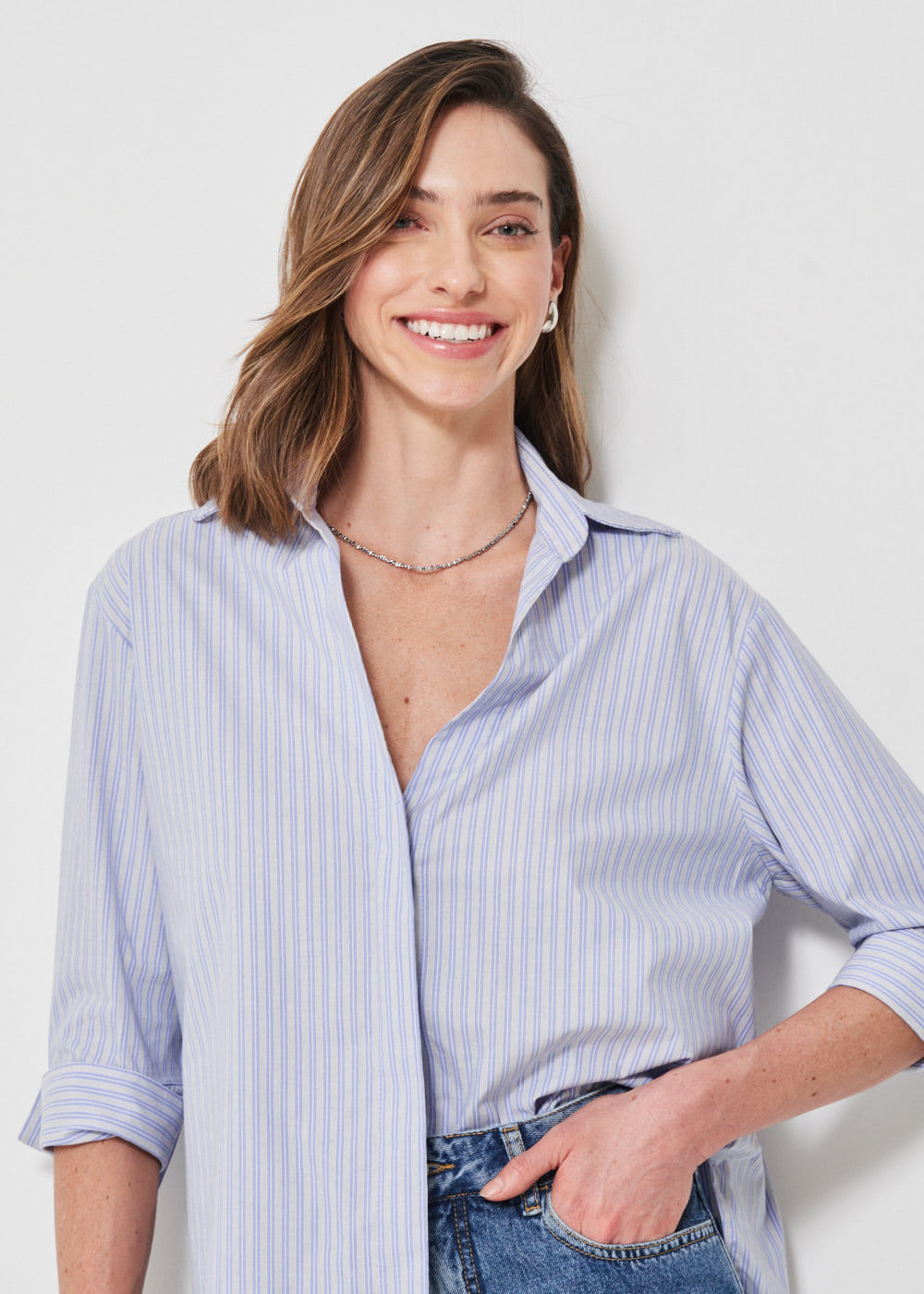 55.40.3416LIS CAMISA OVERSIZED MIX DE LISTRAS