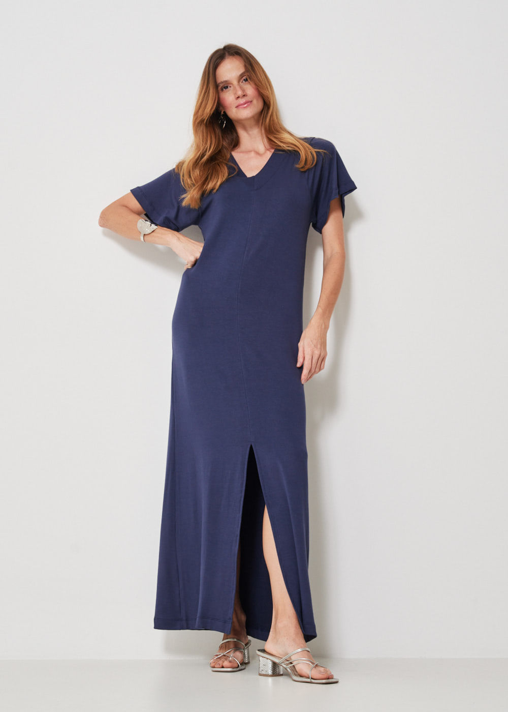63.40.3412MAR VESTIDO LONGO MALHA DECOTE RIBANA