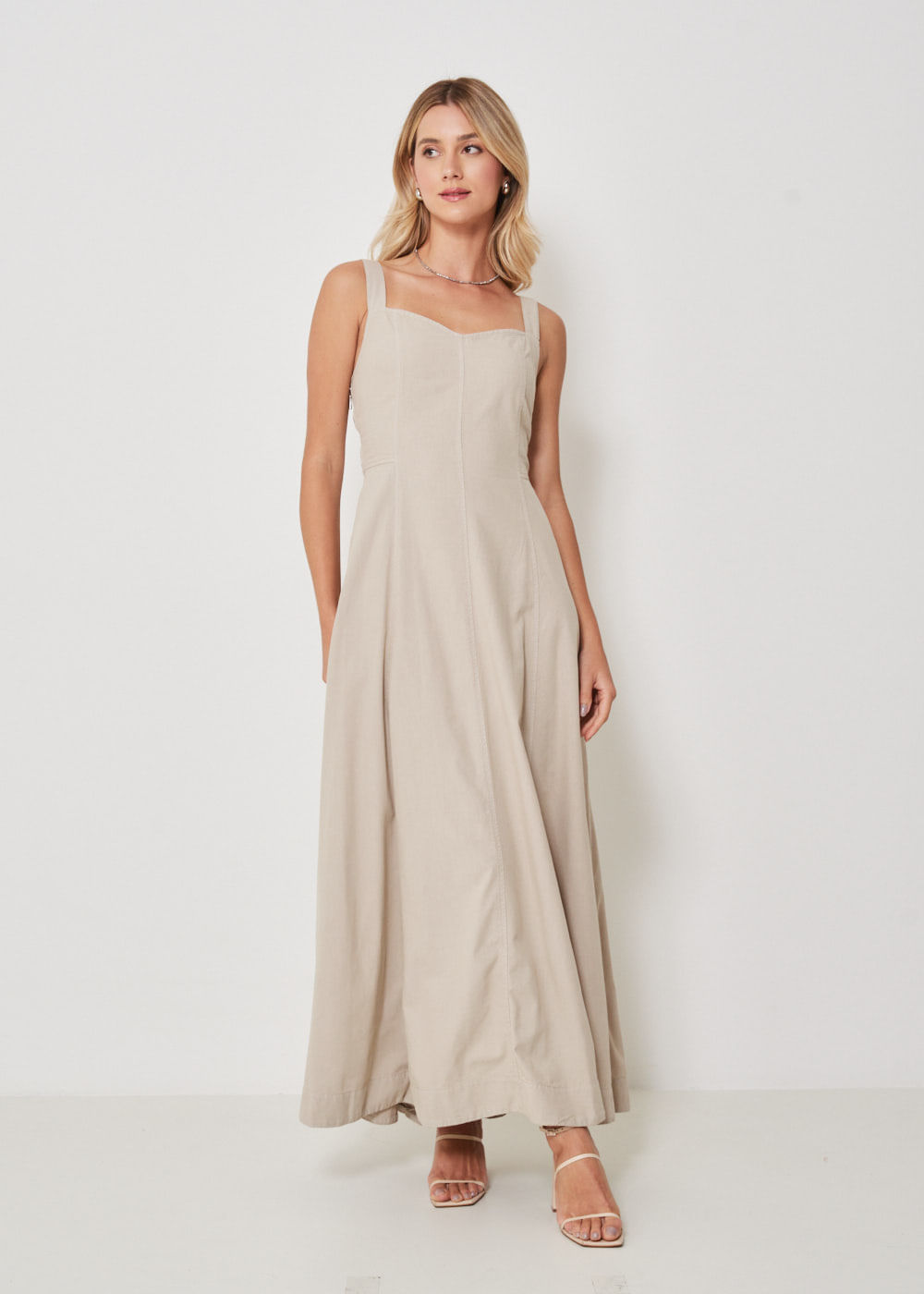 13.40.3404ARG VESTIDO LONGO SARJA ALÇAS MEDIAS