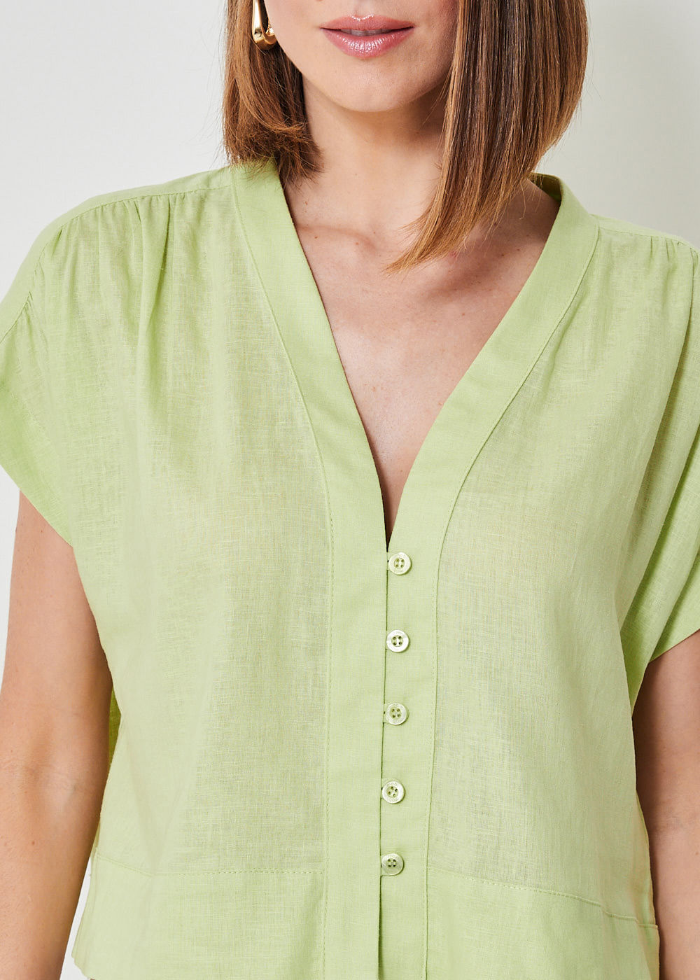 57.40.3414ABA BLUSA MANGA CURTA C/ ABOTOAMENTO