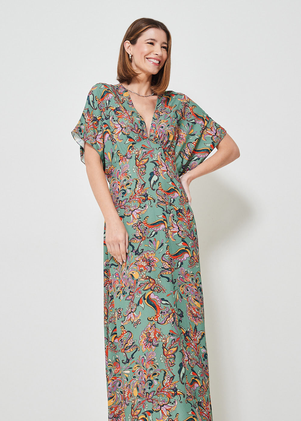 53.50.3439EST VESTIDO LONGO ESTAMPA COLORFUL PAISLEY
