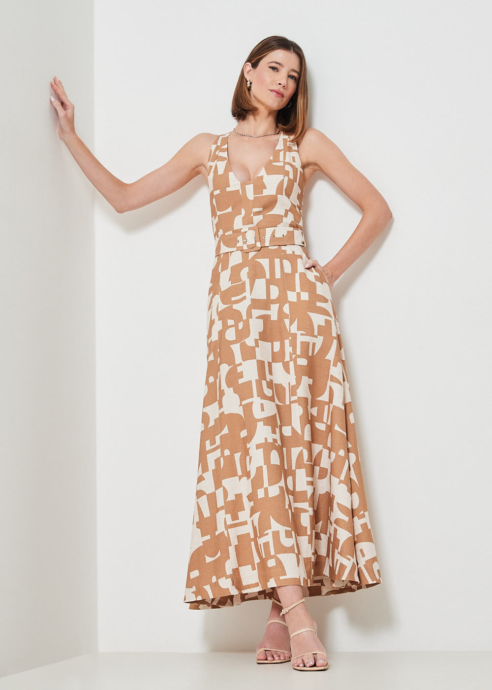 53.50.3442EST VESTIDO LONGUETE ESTAMPA MOSAICO