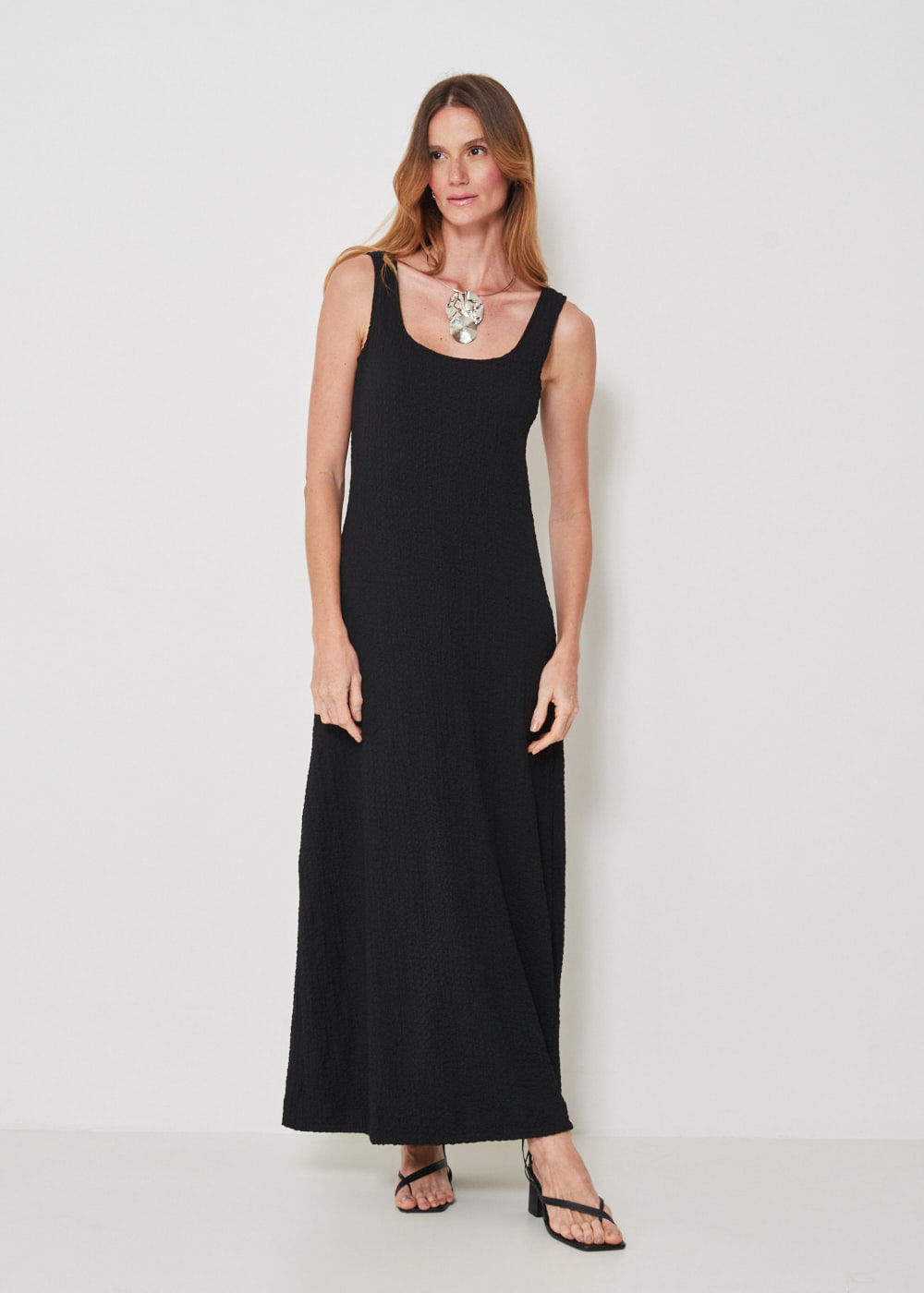 63.11.3407PTO VESTIDO MIDI  EM GOLA QUADRADA