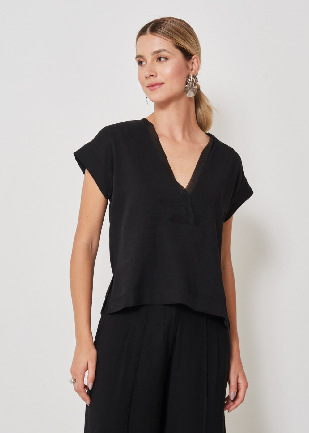 57.40.3410PTO BLUSA DECOTE V TRANSPASSADO - HIGHLINE