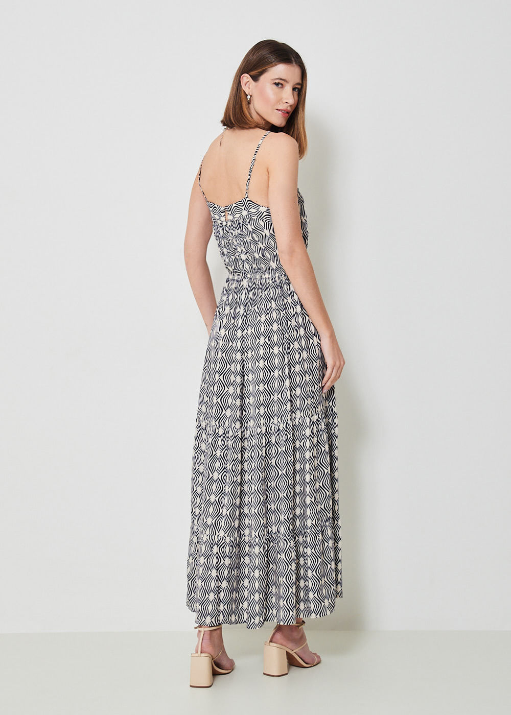 53.50.3443EST VESTIDO LONGO ALÇAS FINAS  ESTAMPA GRAFISMO
