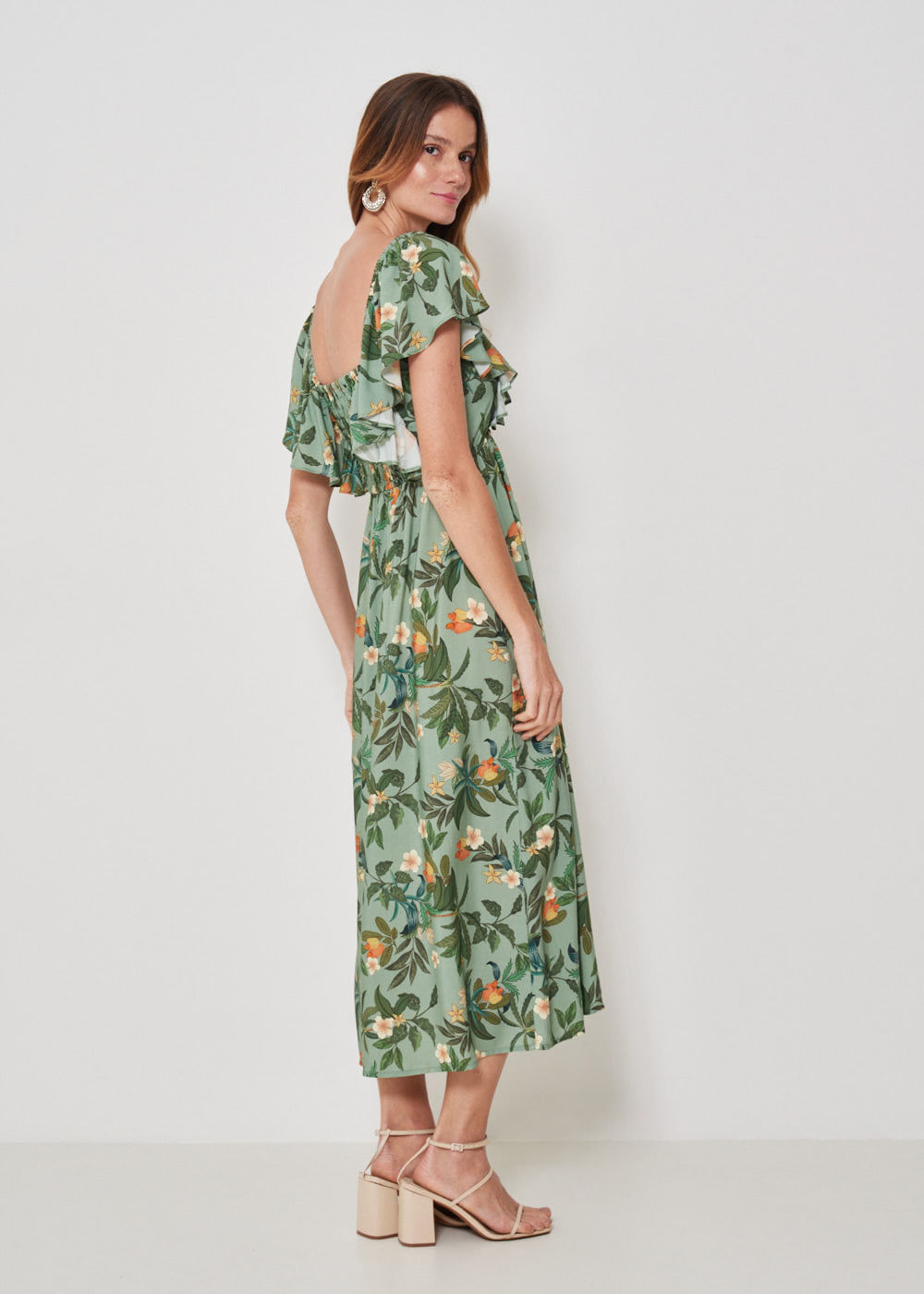 53.22.3413EST VESTIDO MIDI ESTAMPA GARDEN