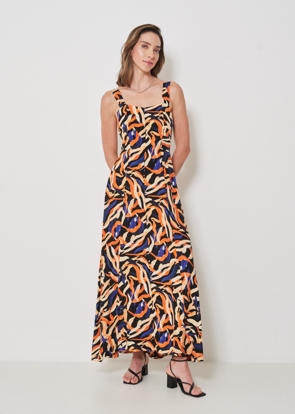 53.50.3425EST VESTIDO LONGO ESTAMPA CORAL AQUARELA