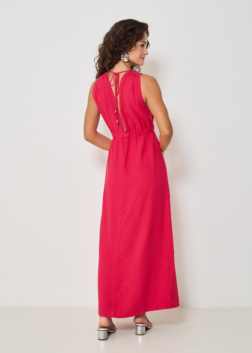 53.40.3414RSE VESTIDO LONGO OMBRO DRAPEADO