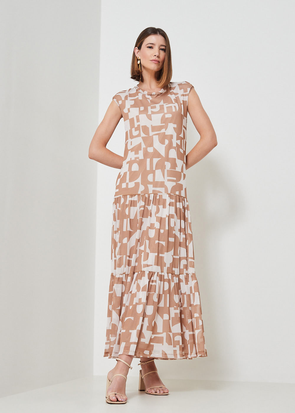 63.50.3405EST VESTIDO TULE LONGUETE ESTAMPA MOSAICO