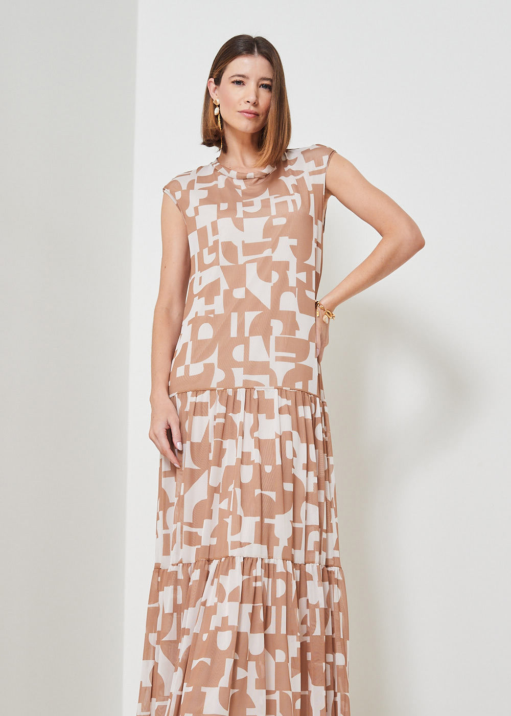 63.50.3405EST VESTIDO TULE LONGUETE ESTAMPA MOSAICO