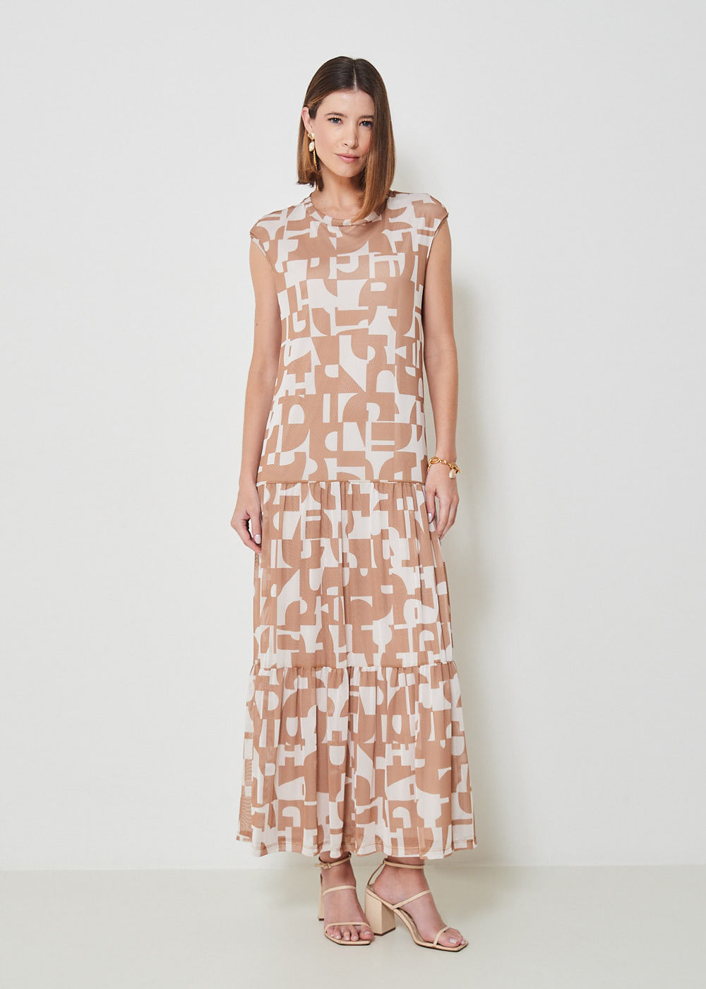 63.50.3405EST VESTIDO TULE LONGUETE ESTAMPA MOSAICO