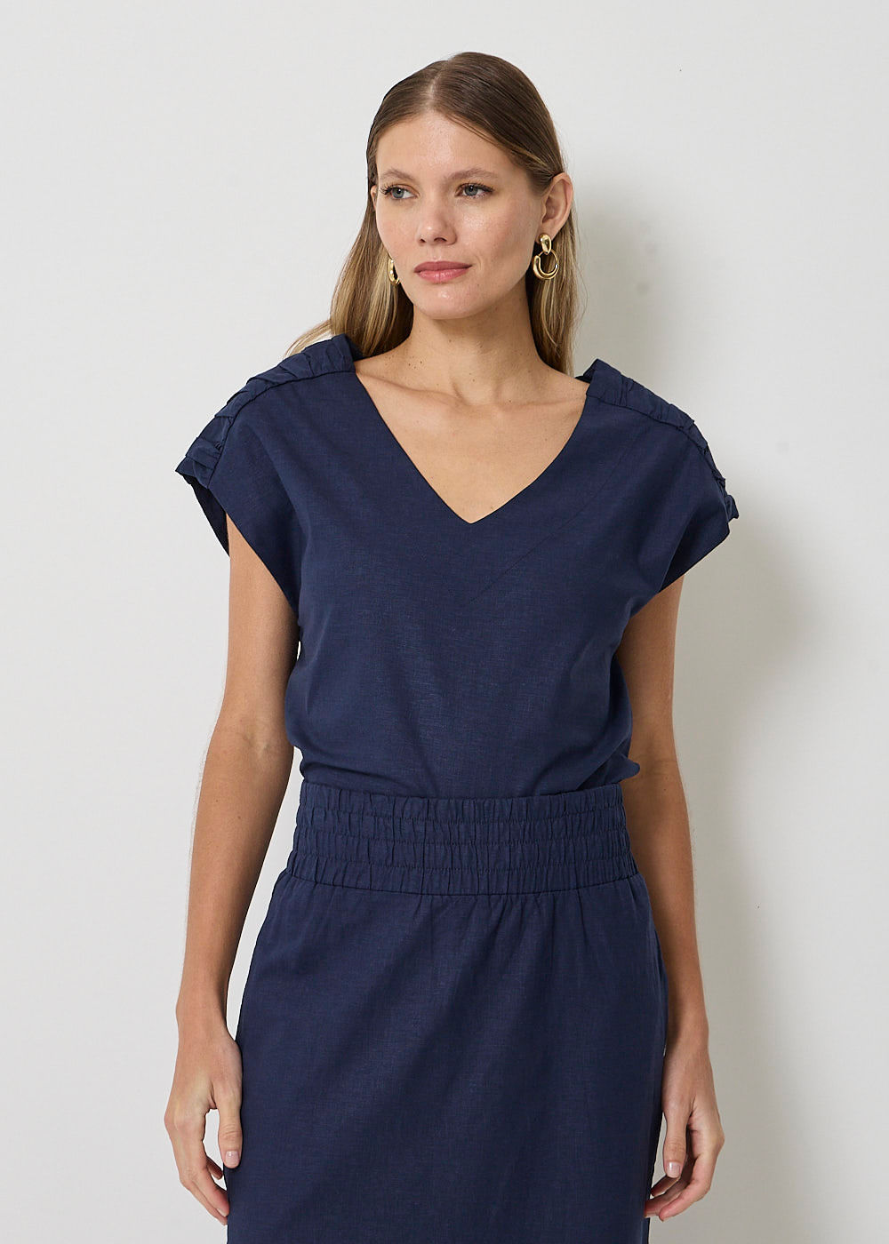 58.40.3415MAR BLUSA M/C DETALHE FRANZIDOS